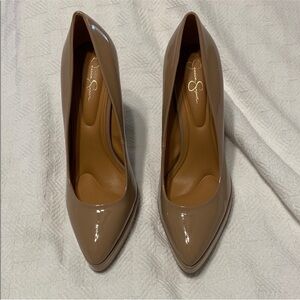 Elegant Tan Patent Leather Pumps